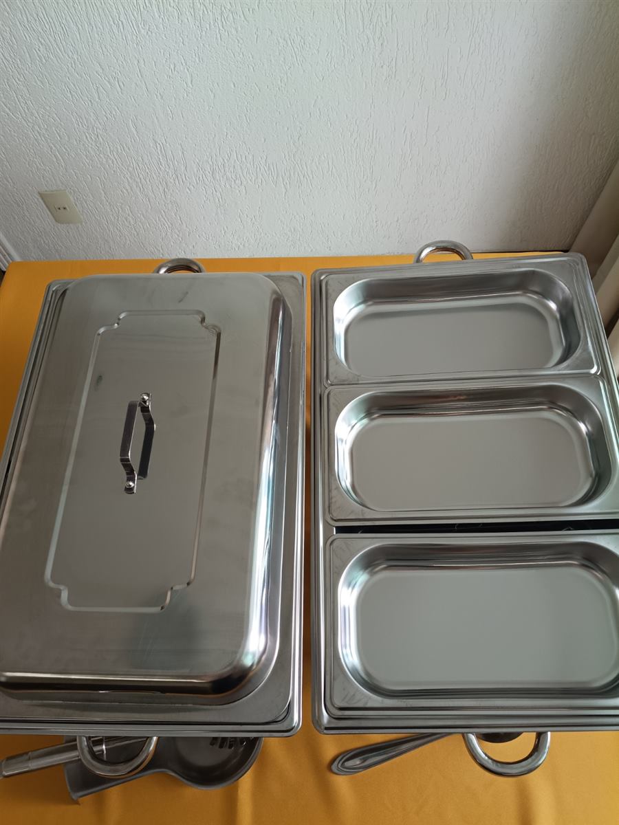 Réchauds e cubas de inox para servir alimentos